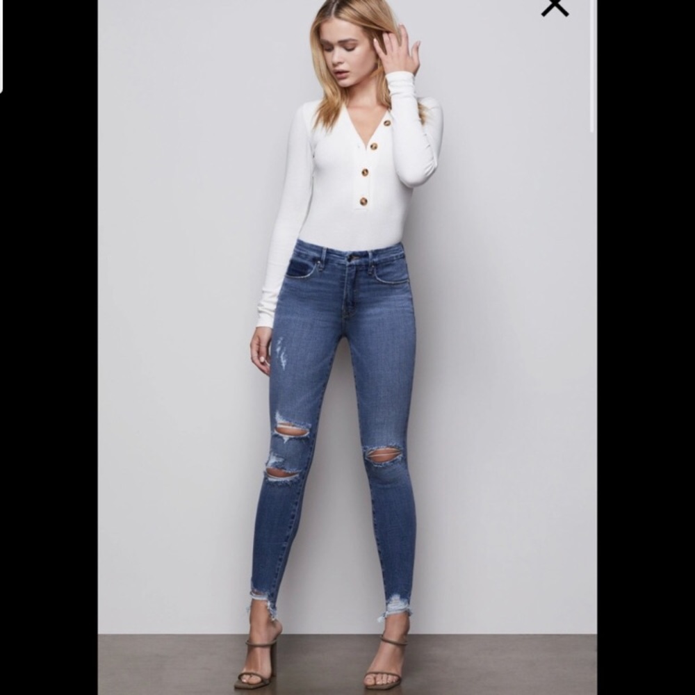 Good American Good Waist Released Chewed Hem
